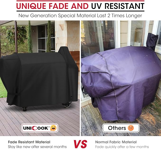 Unicook Pellet Grill Cover Compatible for Pit Boss Austin XL 1000 Series, Mahogany Series 1000, Sportsman 1000, All Weather Resistant Waterproof Outdoor BBQ Grill Cover