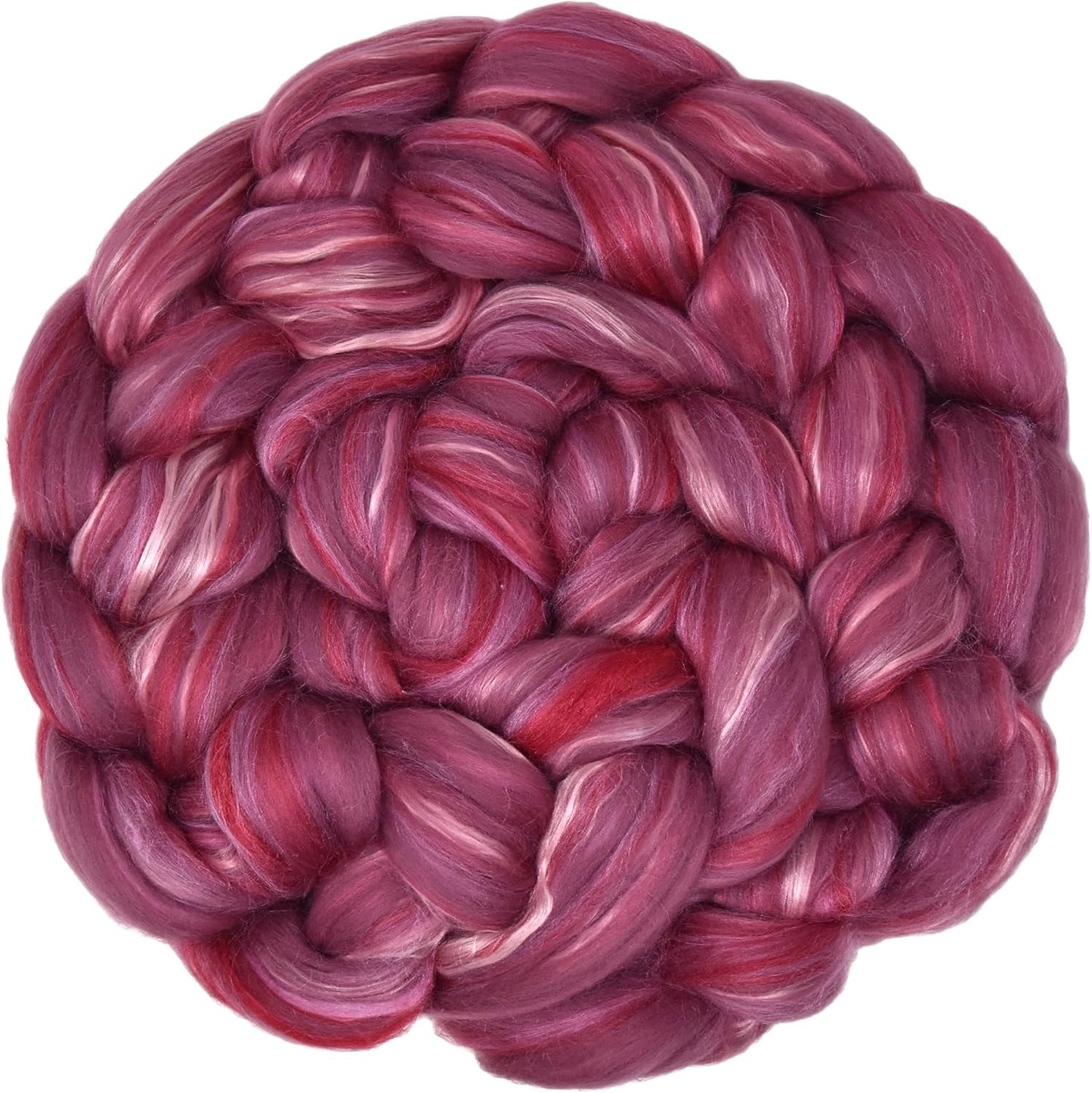 Merino Silk Luxe Tonal Designer Blend. Superfine Merino, Mulberry Silk, Tussah Silk. Top Roving for Spinning or Felting. Majestic Plum 1oz