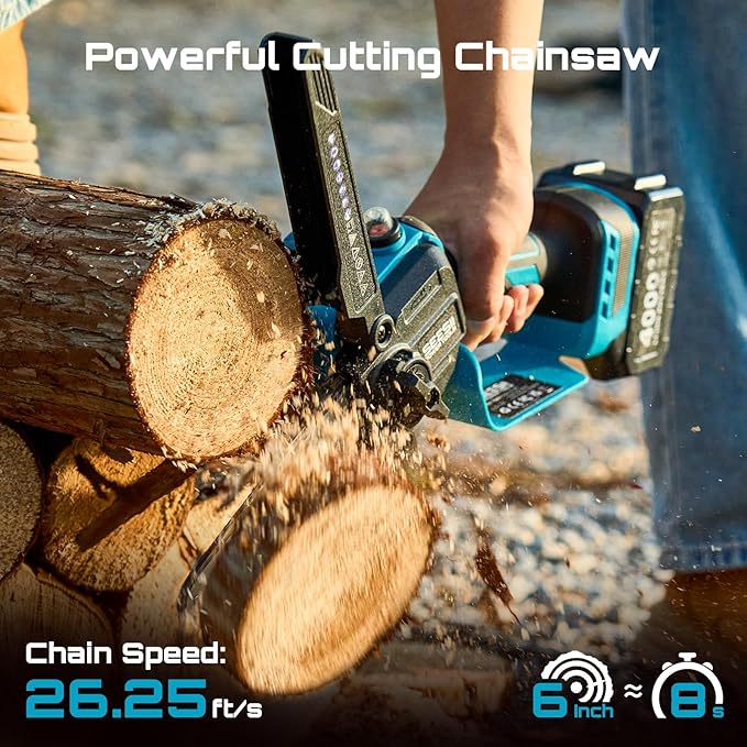 SEESII Electric Chainsaw Trimmer Pruner: 3-in-1 Cordless Chainsaw, Hedge Trimmer, Pruning Shears with 2× Rechargeable 4000mAh Batteries, Garden Tool Kit for Tree Trimming and Branch Cutting
