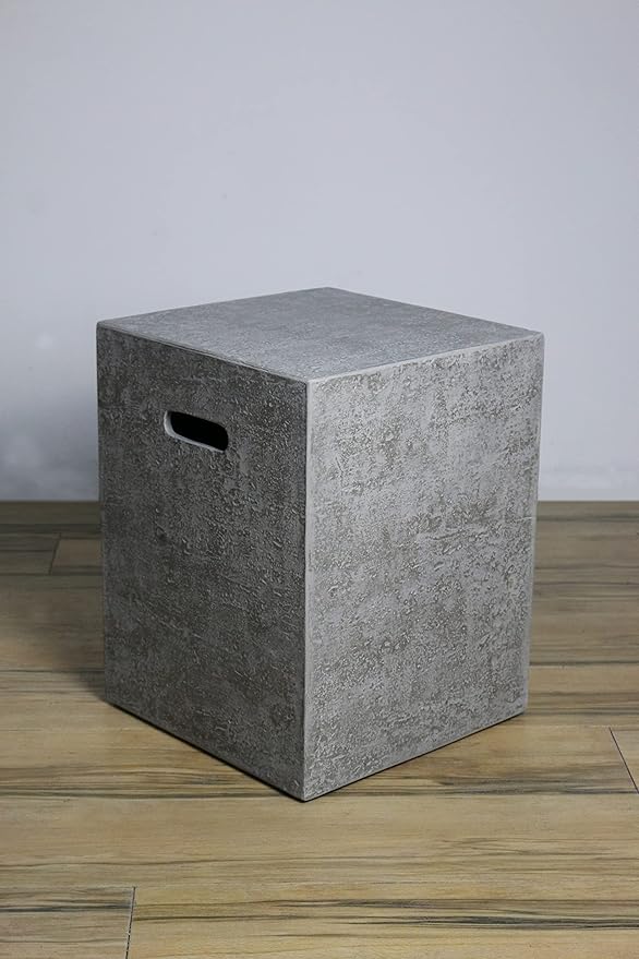 Elementi Granville Fire Pit Bundle Outdoor Firepit Set Includes 60” Propane Concrete Firepit Table, Glass Windscreen, Stainless Steel Cover, Tank Cover, Canvas Cover, Floor Mat, Ice Bucket