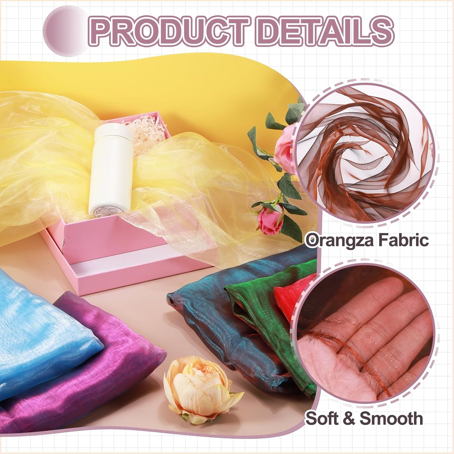 MECCANIXITY Iridescent Sheer Organza Fabric, 10 Yards x 59 Inches Solid Holographic Shiny Fabric Organza Cloth for Wedding, Curtains, Costume, Photo Background, Gradient Dark Coffee