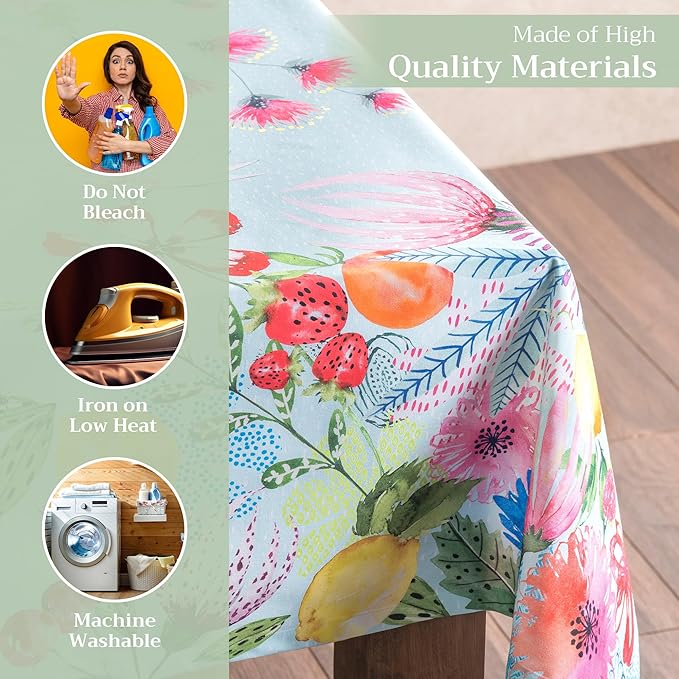 Maison d' Hermine Table Cloth Rectangle Table 100% Cotton 70 x 108 Inches Tablecloth Reusable for Dining Room, Farmhouse, Home, Party, Festive & Wedding Spring Summer - Jardin D'Ete - Mint