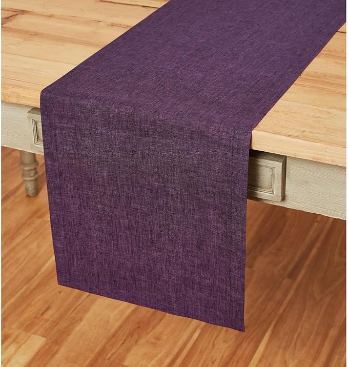 Solino Home Linen Table Runner 144 Inches Long - Athena, 100% Pure Linen Grape 14 x 144 Inch Table Runner for Dining, Valentines, Spring, Easter