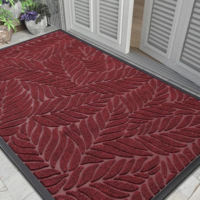 Yimobra 60x36 Large Door Mat Outdoor Indoor, All-Season Waterproof Door Mat Outside Entrance, All-Weather Non-Slip Outside Doormat for Garage Patio Entryway, Red