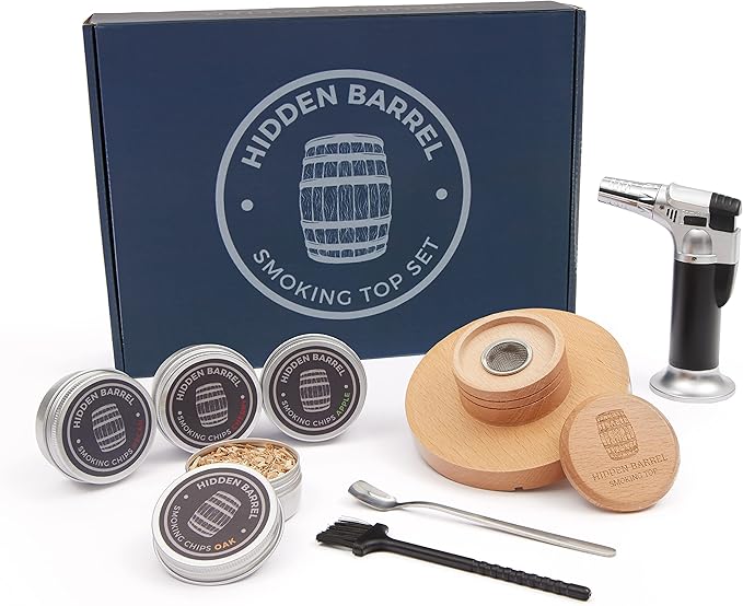 Whiskey Smoker Kits with Torch 4 Flavors Wood Chips Bourbon Cocktail Old Fashioned Smoker Kit Gifts for Man, Father’s Day, Christmas for Husband, Dad(No Butane)