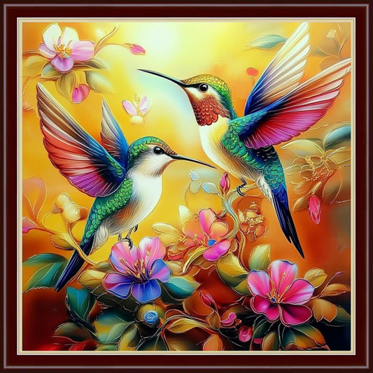 Dimensean Stamped Cross Stitch Kits Full Range of Embroidery Patterns Starter Kits for Beginners Adult or Kids DIY Cross Stitches Needlepoint Kits 11CT-Hummingbirds Collect Honey 18x18 inch