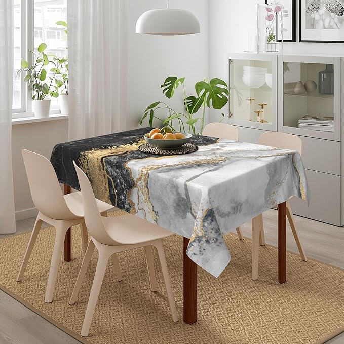 Worltoldb Marble Print Tablecloths Polyester Table Cloth for Kitchen Dinning Table Modern Washable Table Cover for Parties Wedding Picnic
