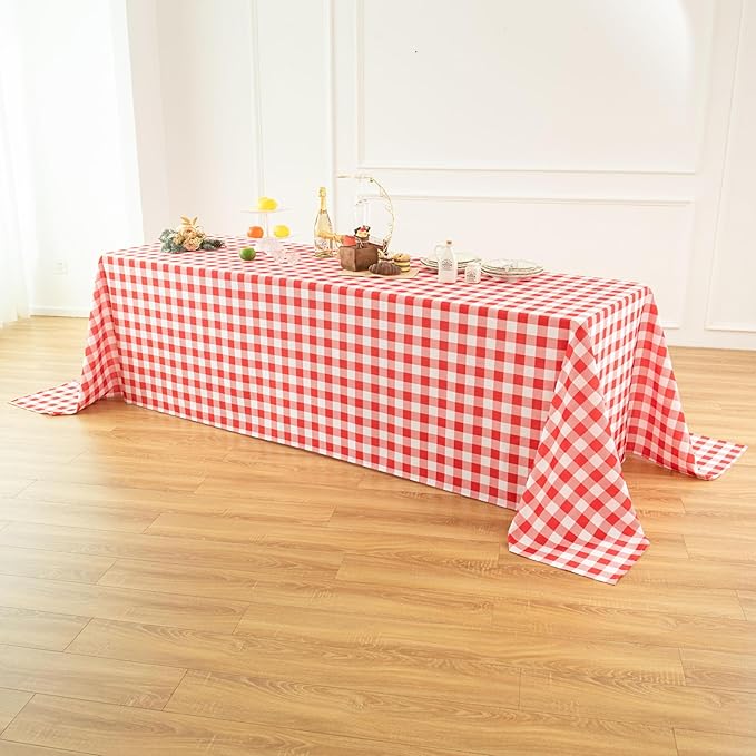 Classic Gingham Buffalo Tablecloth Fabric - Oblong 90x132 Inch Water Proof Checkered Table Cloth for Indoor Outdoor - Table Cover for Birthday, Picnics, BBQs, and Parties