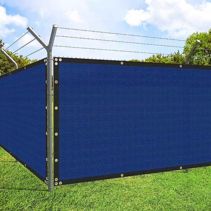 ECOOPTS 4'x163' Privacy Fence Screen Windscreen with Copper Grommets, Fit for Commercial Fence and Residential Garden Outdoor 90% UV Blockage, Cable Zip Ties Included (Blue)