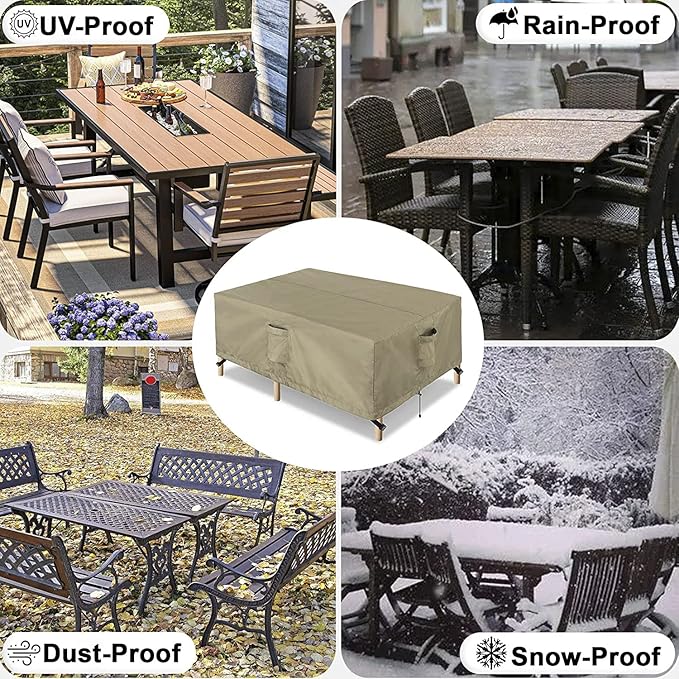 OutdoorLines Outdoor Waterproof Patio Table Furniture Set Covers - Square Couch Sectional Cover Outside Weatherproof Patio Furniture Covering for Deck, Lawn and Backyard 74" L x 74" W x 28" H, Camel