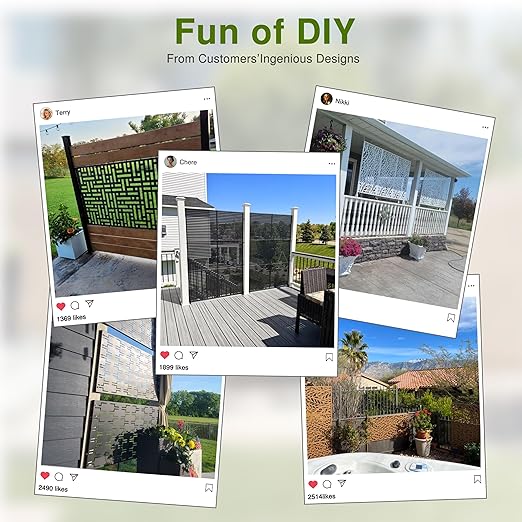 Casaphoria Metal Privacy Screen Outdoor, 72" H x 47" W Freestanding Decorative Privacy Screen for Patio Deck Balcony Garden with Stable Base, Black-Gerald