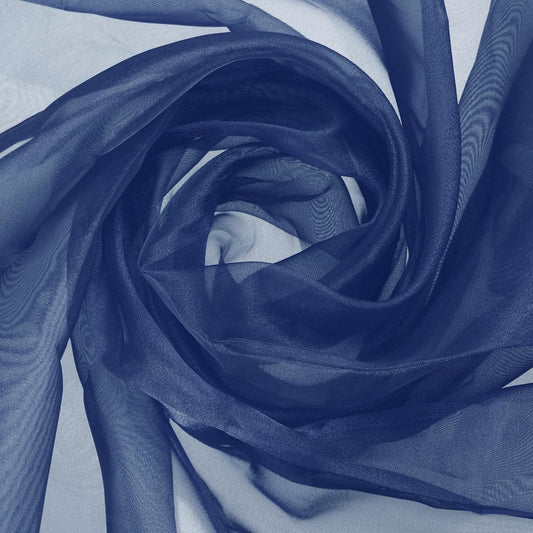 MECCANIXITY Iridescent Sheer Organza Fabric, 10 Yards x 59 Inches Solid Holographic Shiny Fabric Organza Cloth for Wedding, Curtains, Costume, Photo Background, Navy Blue