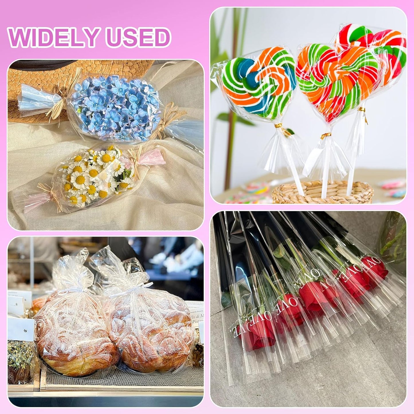 PEASUG 120 PCS Clear Cellophane Wrap, Cellophane Sheets, 7.5x7.5 Inches Cello Sheets, Clear Wrapping Paper for DIY Crafts Project, Art, Lights, Window Decoration