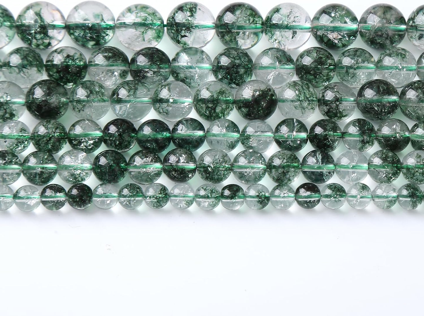 36pcs 10mm Natural Green Phantom Ghost Quartz Stone Round Beads for Jewelry Making DIY Bracelets Necklaces Crystal Energy Healing Stone Beads 15"(Green Phantom Ghost Quartz, 10mm)