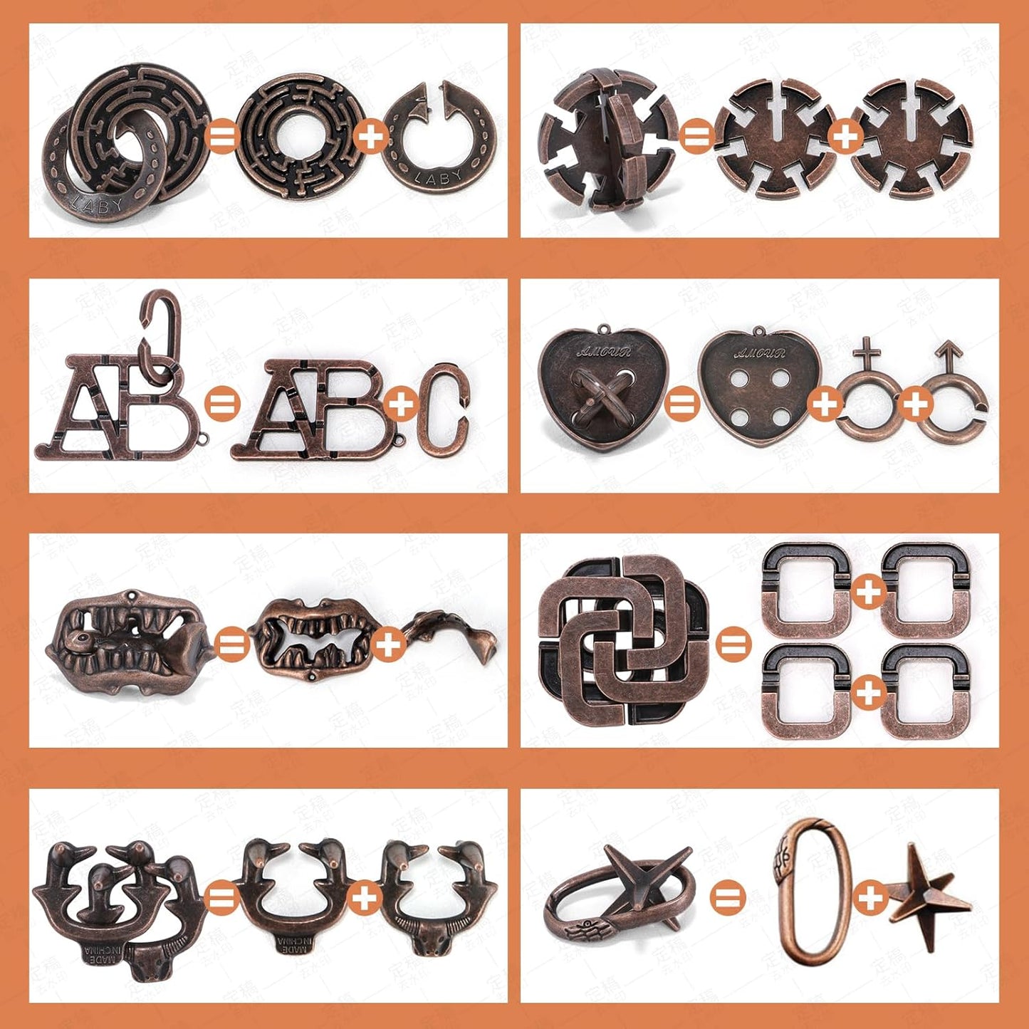 8 Pcs Brain Teaser Puzzles for Adults Teens - Metal Puzzles 3D Puzzle Game Toys for Adults Teens - Unlock Interlocking Puzzle Adult IQ Education Smart Toys