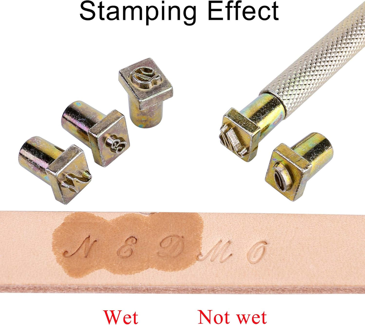 Yoption 37 Pieces Leathercarft Stamping Tool Set, 26 Letters Alphabet & 10 Patterns Stamping Tool 6mm +1 Stamping Handle for Leather Craft