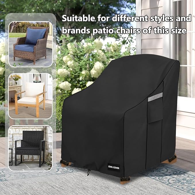 Outdoor Chair Covers 30"W x 34"D x 36"H,600D Heavy Duty Waterproof Patio Chair Cover,Outdoor Furniture Covers for Lawn/Garden Chiar,Black