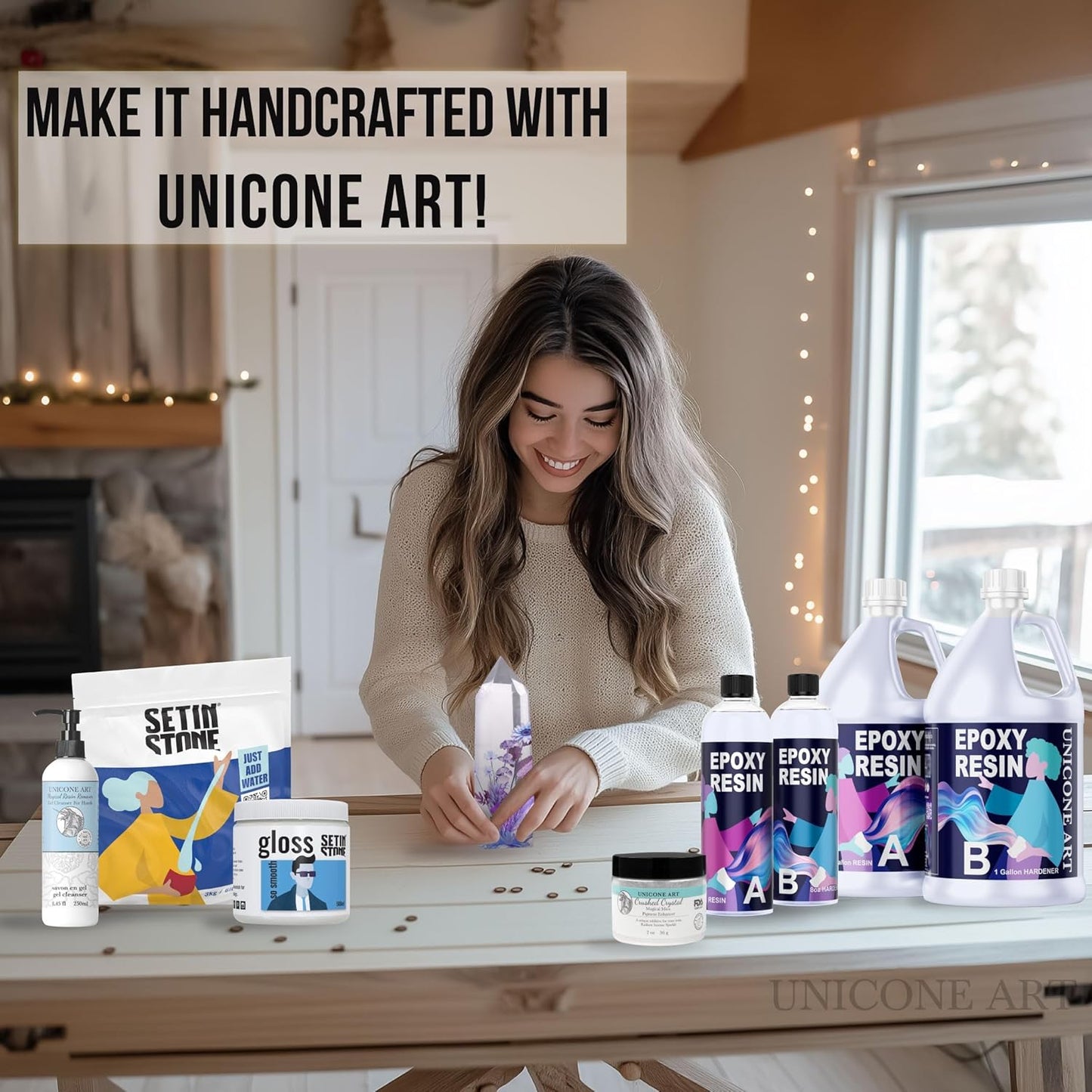 unicone art Hands Resin Remover Gel - All Natural Epoxy Resin Cleaner - Magical Cleanser for Artists - Epoxy Remover - Glue, Silicone, Paint & Glitter Soap- For Soft and Moisturized Skin (8oz)