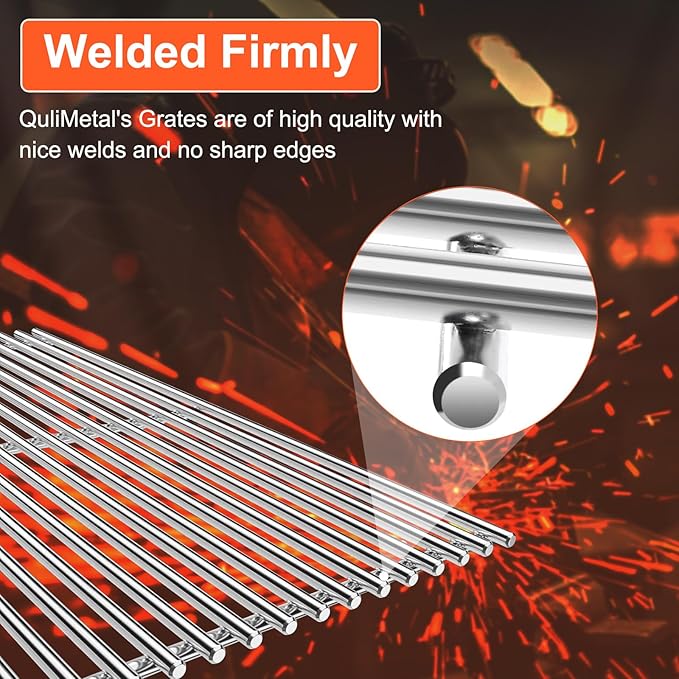 QuliMetal 66089 Grill Grates for Weber Genesis 2 E-410/E-415/E-435, Grill Parts for Weber GS4 Genesis II/LX E-440 Series Gas Grills, 18.7" SUS304 Stainless Steel Replacements for Weber 66089 66097