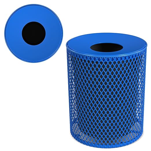 Leisure Craft Heavy-Duty 32 Gallon Receptacle, Portable, Liner Included, Made with Heavy-Gauge Metal and a Durable Thermoplastic Coating, Commercial Outdoor Park Receptacle, Made in The USA