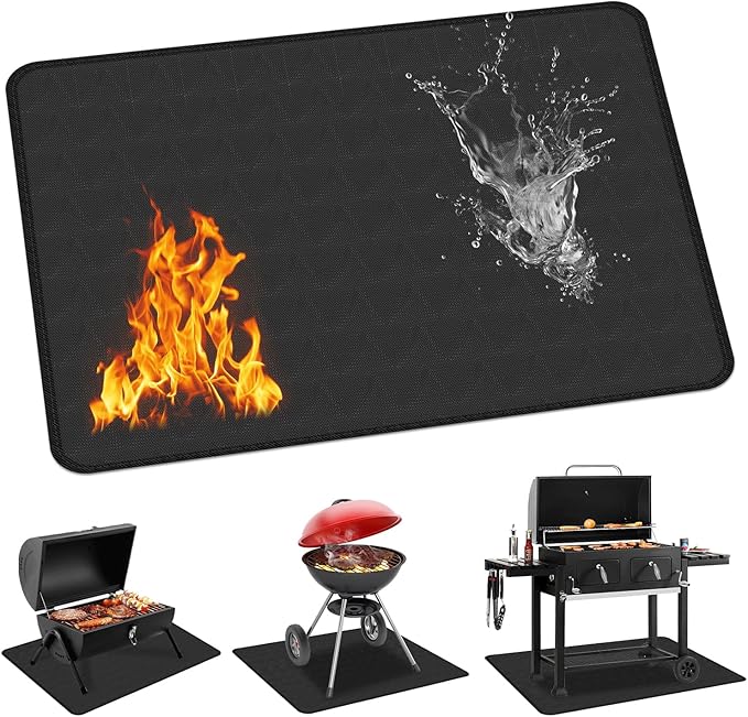 Large Under Grill Mat for Outdoor Grill,Double-Sided Fireproof Grill Pad,Indoor Fireplace/Fire Pit Mat,Oil-Proof Waterproof BBQ Protector for Decks and Patios (24"x31")