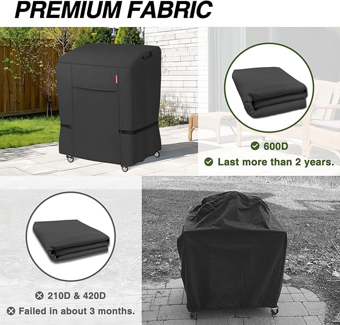 Porch Shield 34W x 24D x 46H inch Premium Gas Grill Cover Up to 32 inch, Waterproof and Fade Resistant 600D BBQ Covers for Weber, Brinkmann, Char-Broil and More, Black