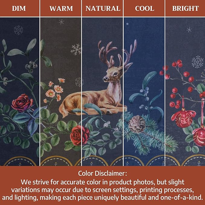 Maison d' Hermine Table Cloth Square Table 100% Cotton 60 x 60 Inches Fall Tablecloth Reusable Everyday Use for Thanksgiving Christmas Decorations Dining Farmhouse Party (Christmas Joy)