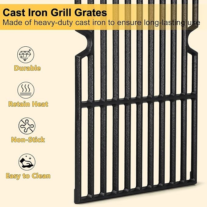 Grill Replacement Parts for Dyna Glo DGF493BNP, DGB494SPB, Backyard BY13-101-001-12, Uniflame GBC1343WP-U, Heat Plates Tents and Cast Iron Grill Grates Replacement for Dyna-Glo 4 Burner