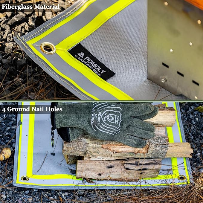 POMOLY Fire Pit Mat,Fireproof Mat Visible at Night-Great for Deck Fire Pit Base,Patio Fire Pits Pad for Outdoor Wood Burning, Wood Floor, Grass, Campsite, Lawn(31.5'' X20'')