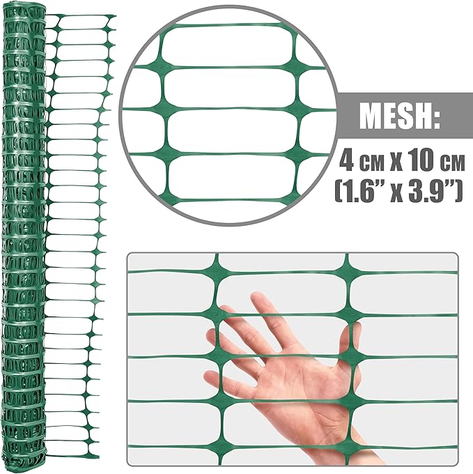 Fencer Wire 4 ft. Safety Fence, 100 ft. Green Plastic Fencing Roll for Construction, Pet and Event Fencing, 4 cm x 10 cm Mesh