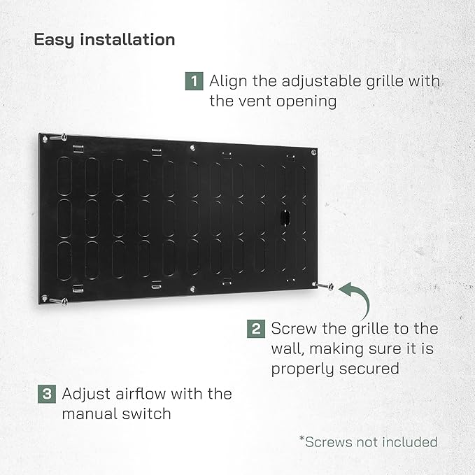 Vent Systems 16" x 8" Inch Metal Air Return Vent Cover - Black Adjustable Return Air Grill - Open/Close Air Supply Intake Vents for Home Wall and Ceiling - HVAC Wall Grille for Indoor and Outdoor Use