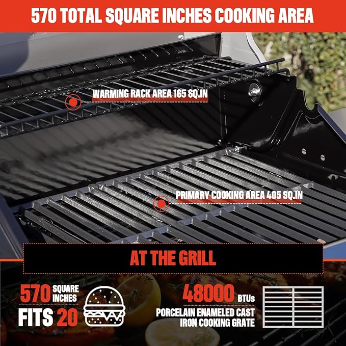Monument Grills 3+1 Outdoor Barbecue Stainless Steel Propane Gas Grill, 3 Burners & 1 Side Burner 48,000 BTU Patio Garden Grill with Knob Controls, Mesa305