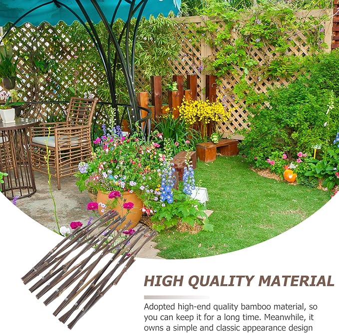 Toyvian Stretchable Garden Fence Natural Reed Decorative Partition for Outdoor Patio Landscaping Pastoral Privacy Barrier for Courtyard and Driveway