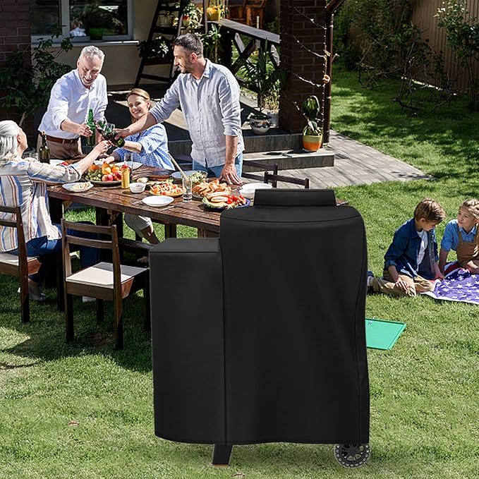 Grill Cover for Pit Boss Phoenix 376 Pellet, Heavy Duty 600D Waterproof for PitBoss Onyx Edition Phoenix Kettle Pellet Charcoal Grill Smoker Cover Accessories, Black