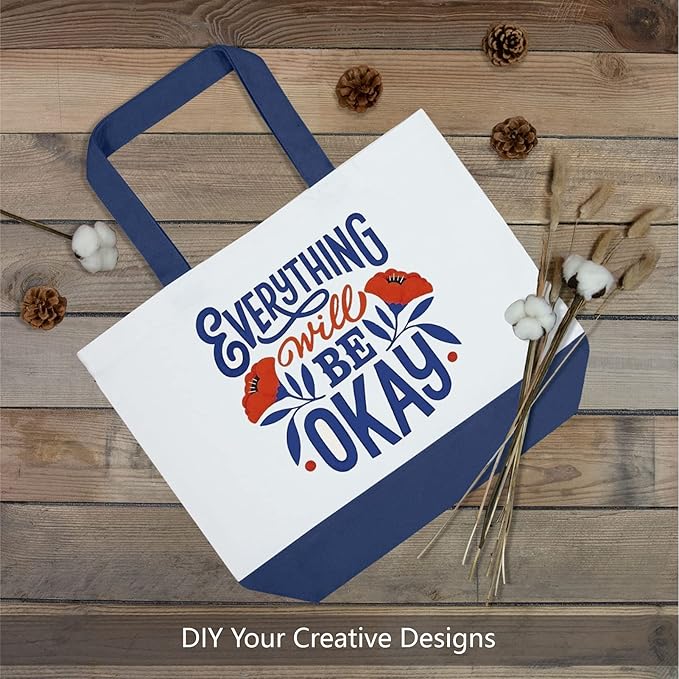 TOPDesign 1-Pack Super Strong Large 12oz Cotton Canvas Tote Bag, Reusable Grocery Shopping Cloth Bag, Fashionable Two-Tone Totes for Crafts, DIY Your Creative Designs