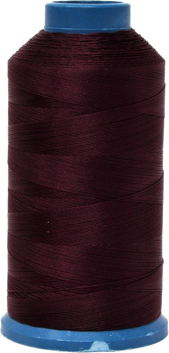 Mandala Crafts Bonded Nylon Thread Burgundy Heavy Duty Sewing Threads - 1500 YDs Size 69 210D T70 Tex 70 Thread for Leather Jeans Weaving Outdoor Marine Upholstery Threads