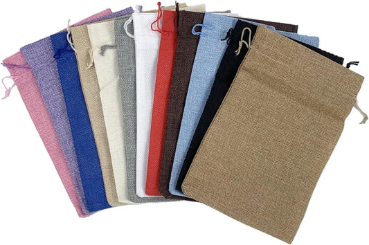 Palmhomee Pack of 12 Burlap Gift Bags with Drawstring Linen Jewelry Pouches Wedding Hessian Jute Bags for Birthday Jewelry and Treat Pouches Party Wedding Favors Gift Art and DIY Craft (8x12 Inch,