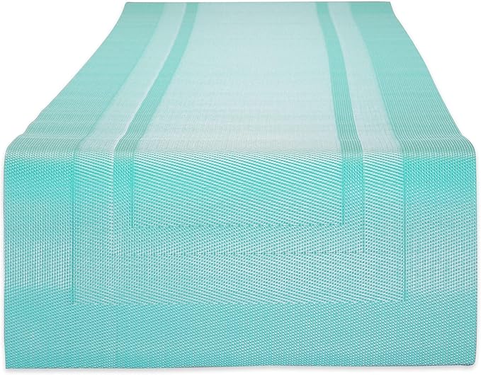DII PVC Tabletop Collection Woven Indoor/Outdoor, Table Runner, 14x72, Aqua