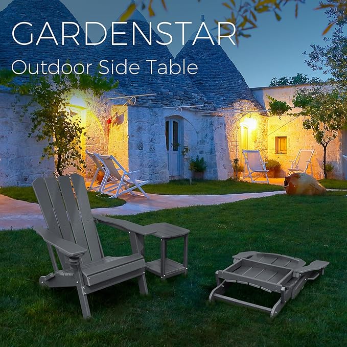 Adirondack Square Outdoor Side Table,2-Tier Storage Patio Side Table, HDPE End Tables for Backyard Pool Porch Garden Lawn