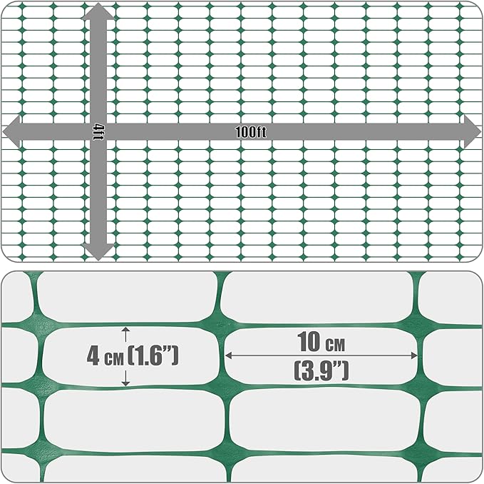 Fencer Wire 4 ft. Safety Fence, 100 ft. Green Plastic Fencing Roll for Construction, Pet and Event Fencing, 4 cm x 10 cm Mesh