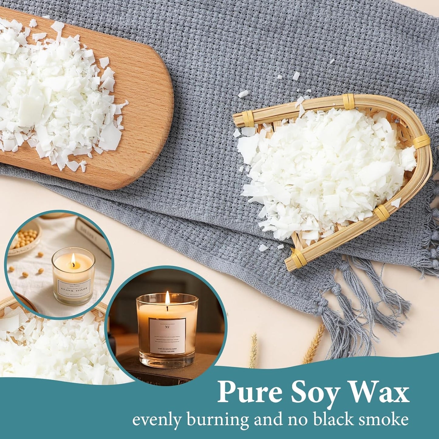 SAEUYVB Candle Making Kit,Soy Wax for Candle Making,DIYCandle Making Supplies,Including 5lbs Natural Soy Wax Flakes,Wax Melter,Thermometer,Wicks,Candle Kit for Adults,Beginnner