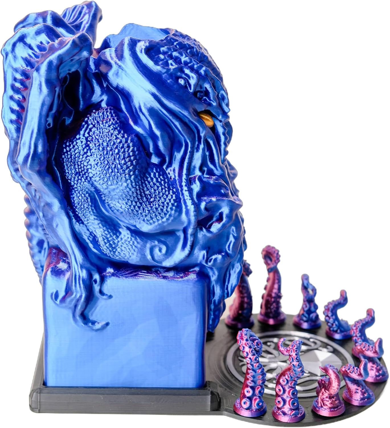 3D BEST Q Cthulhu DND D&D Dice Tower，3D Printed Compatible with Dungeons and Dragons, 28mm Miniature Wargaming, Tabletop RPGs, Wargame Scenery, Endless Deep Sea Series (Purple&Blue)