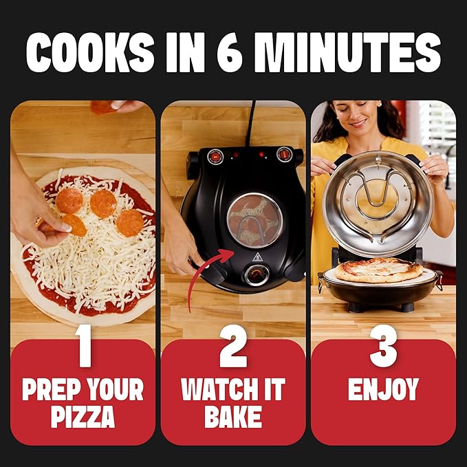 PIEZANO XL 14 Inch Extra Large Crispy Crust Pizza Oven – Family Sized Electric Pizza Oven Indoor Countertop Maker with Stone Heats up to 800˚F for Stone Baked Pizzeria Style at Home