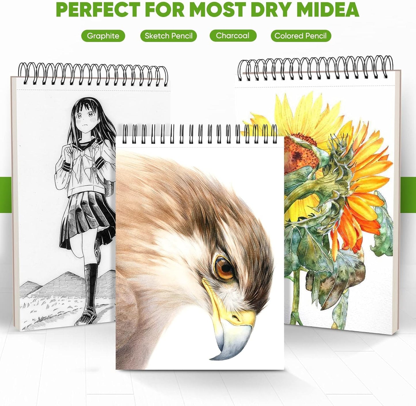 College Graduation Gifts, Halloween Christmas Gifts, Nursing Student Essentials, Teacher Appreciation Gifts, Soucolor 9" x 12" Yellow Sketch Book, 1-Pack 100 Sheets Spiral Bound Drawing Paper