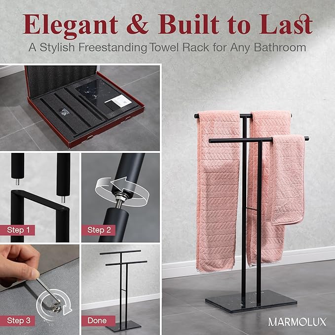 Towel Stand – Freestanding Towel Rack for Bedroom & Bathroom, Heavy-Duty Towel Drying Rack with Sturdy Base, Stylish Modern Free Standing for Spa & Home 1.6'x2.7'x0.7'