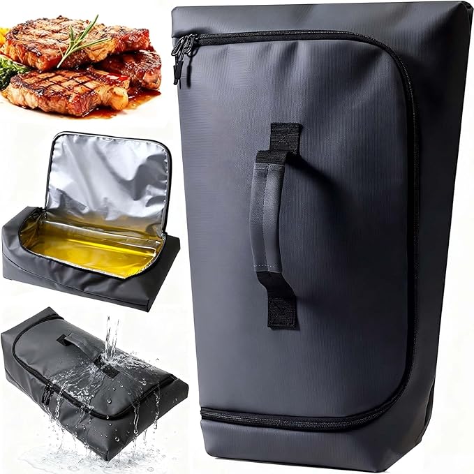 23" BBQ Blanket for Resting Meat, Washable Smoker Accessories for Men, Leak-Proof Insulated Meat Resting Bag, 270° Top Opening for Large Briskets, Grilling Gifts for BBQ Lovers