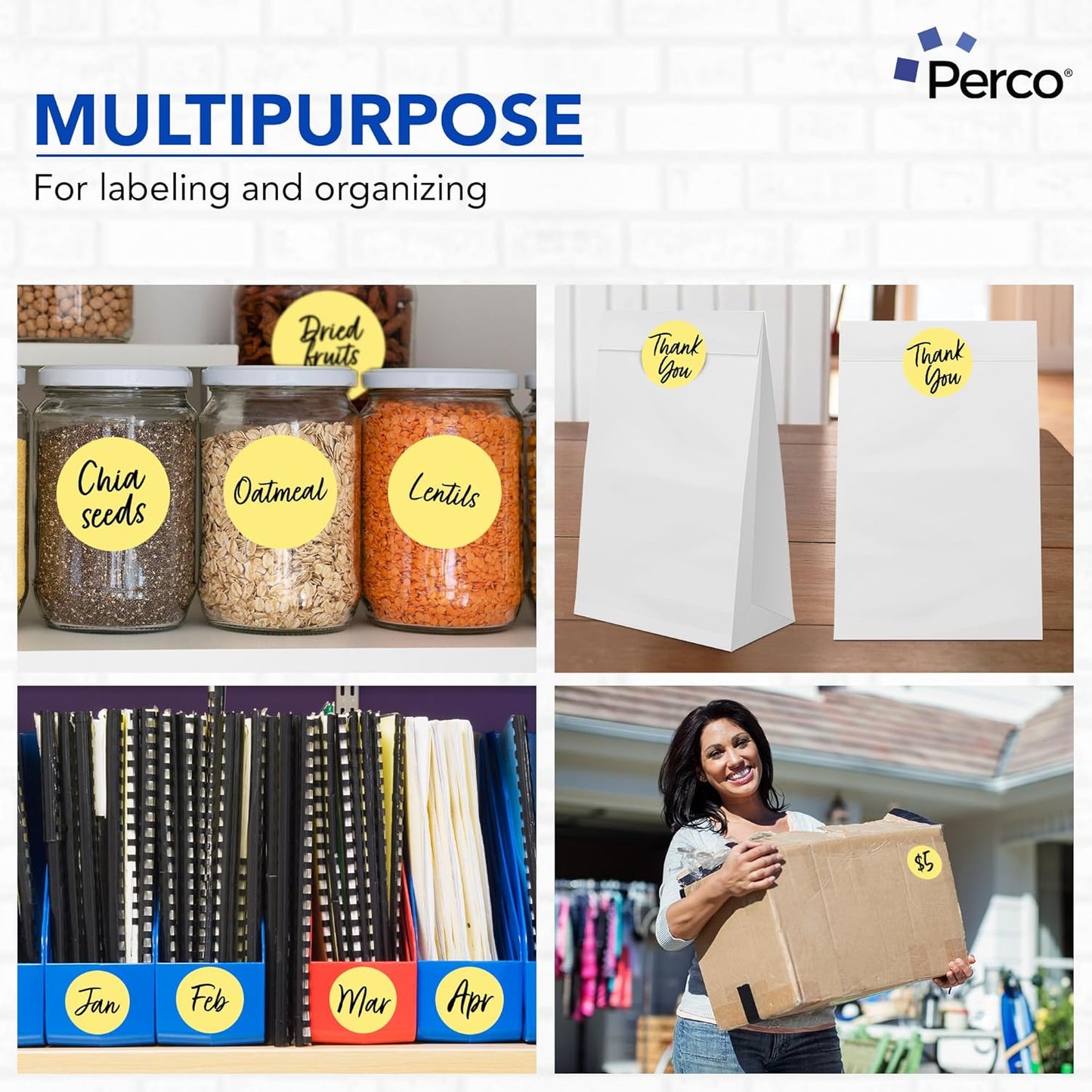 Perco Metallic Gold 3" Round Circle Dot Sticker Labels for Wedding Invitations - Multi-Roll Pack (3 Rolls, 500 Labels Each) - Permanent Adhesive, Vibrant Colors - Perforated for Easy Use, Made in USA