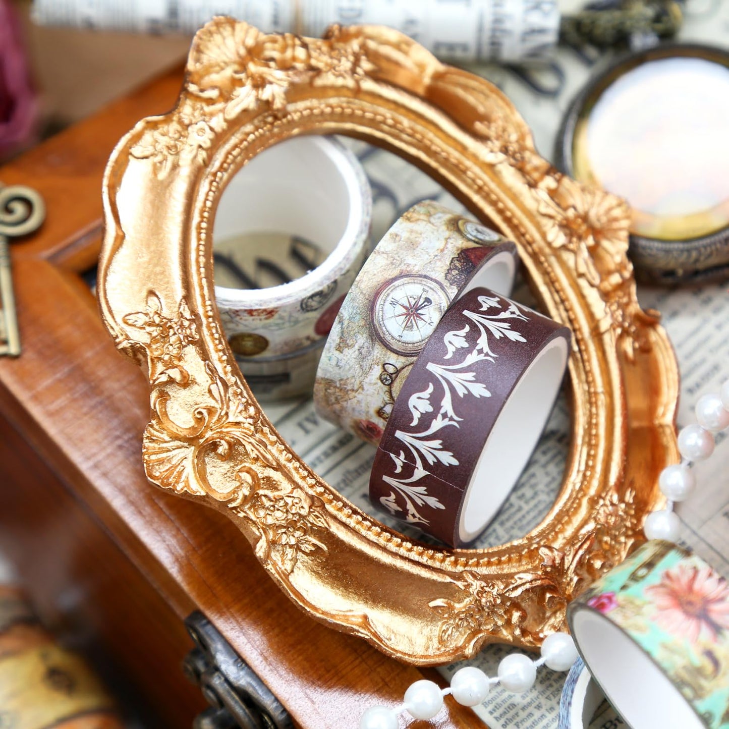 Washi Tape Set 16 Rolls, Decorative Tape, Vintage Washi Tape, Craft Tape, Scrapbook Tape, Washi Tape for Journaling, Washy Tape, Travel Washi Tapes