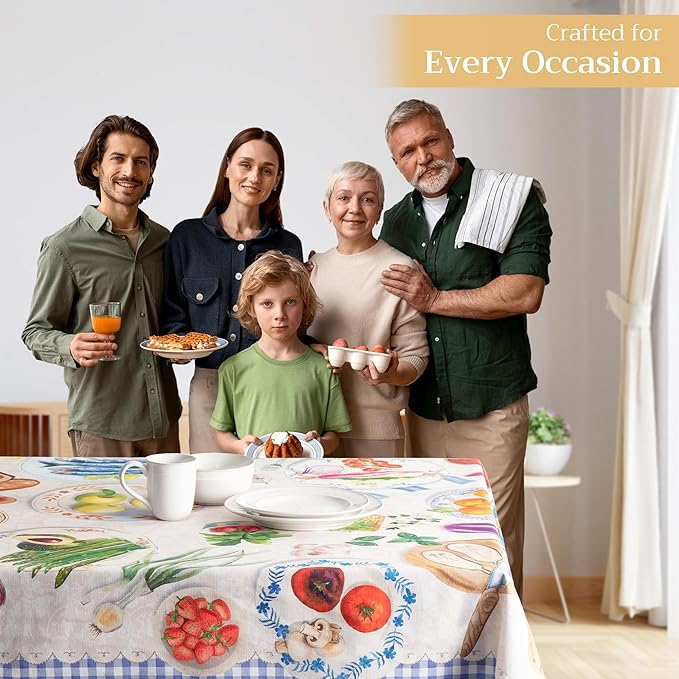Maison d' Hermine Table Cloth Rectangle Table 100% Cotton 70 x 108 Inches Tablecloth Reusable Decorative Everyday Use for Dining Room, Farmhouse, Home Party, Festive & Wedding Spring Summer - Gourmand