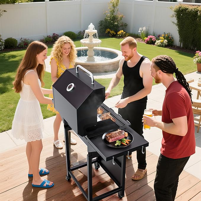 40,000 BTU Propane Gas Grill, 3 Burner Gas Grill with Side Burner, Outdoor BBQ Grill with Stainless Steel Grates for Patio, Camping, Outdoor Cooking